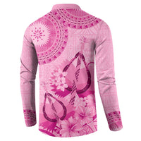 Pink Bula Fiji Button Sweatshirt Fijian Dance Fan Tapa Cloth Pattern