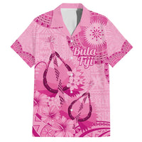 Pink Bula Fiji Family Matching Long Sleeve Bodycon Dress and Hawaiian Shirt Fijian Dance Fan Tapa Cloth Pattern