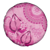 Pink Bula Fiji Spare Tire Cover Fijian Dance Fan Tapa Cloth Pattern