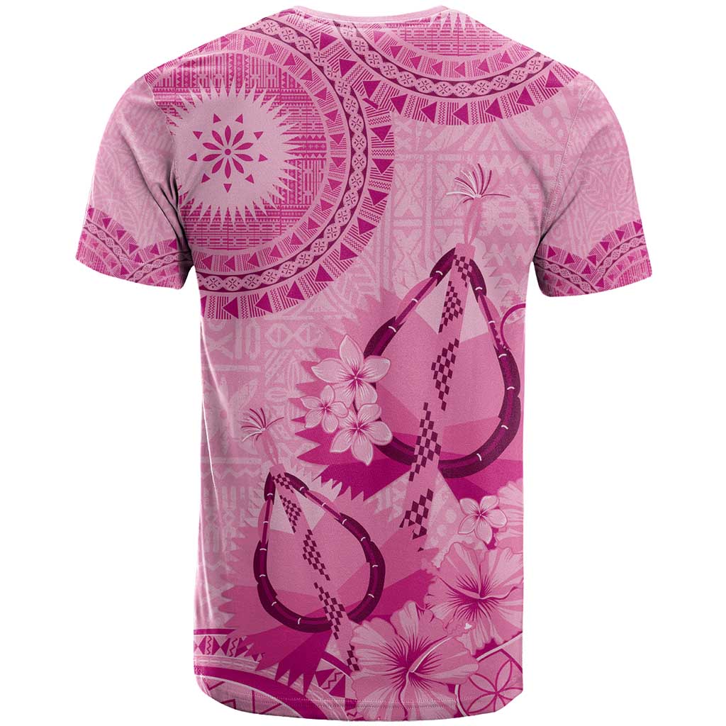 Pink Bula Fiji T Shirt Fijian Dance Fan Tapa Cloth Pattern