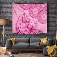 Pink Bula Fiji Tapestry Fijian Dance Fan Tapa Cloth Pattern