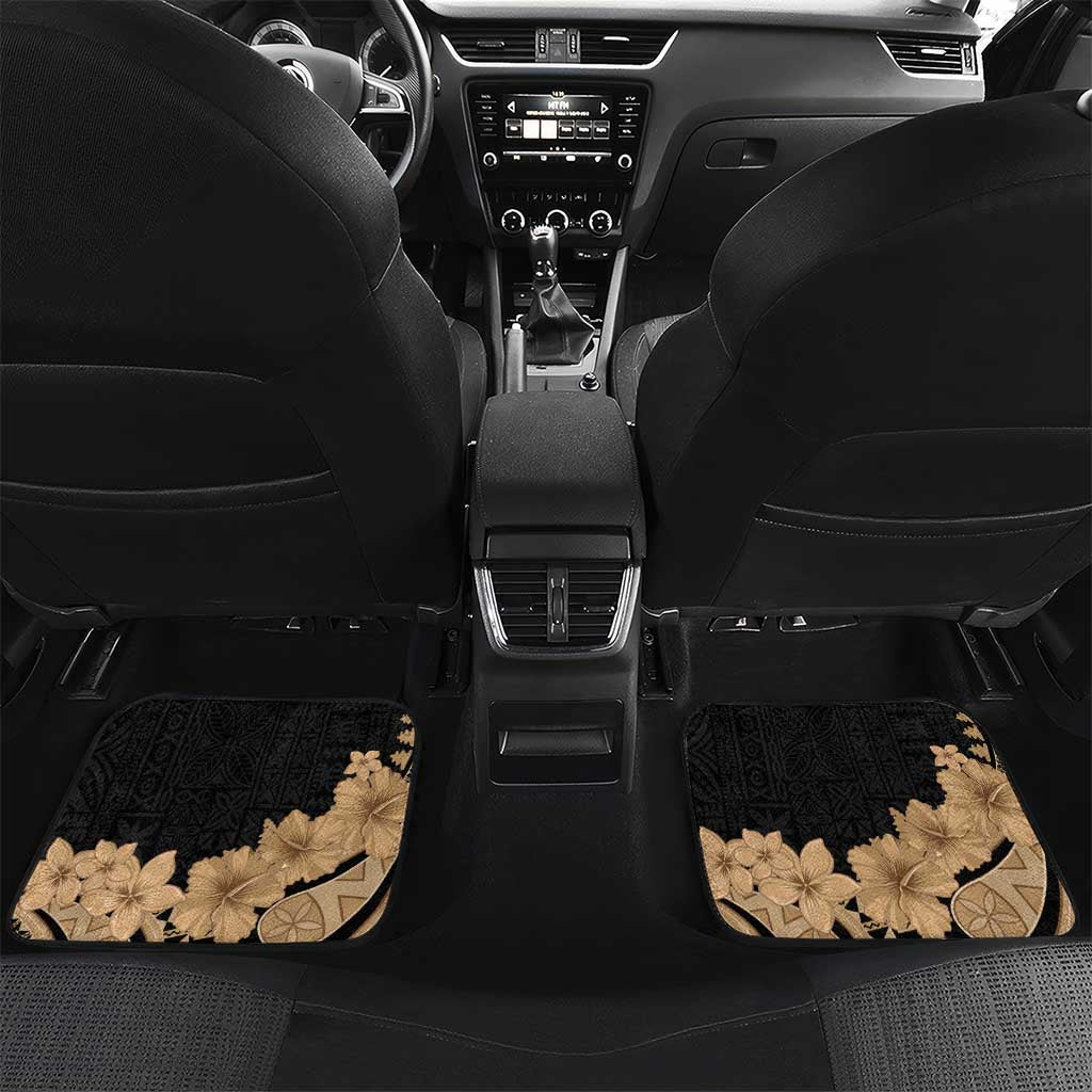 Black Bula Fiji Car Mats Fijian Dance Fan Tapa Cloth Pattern