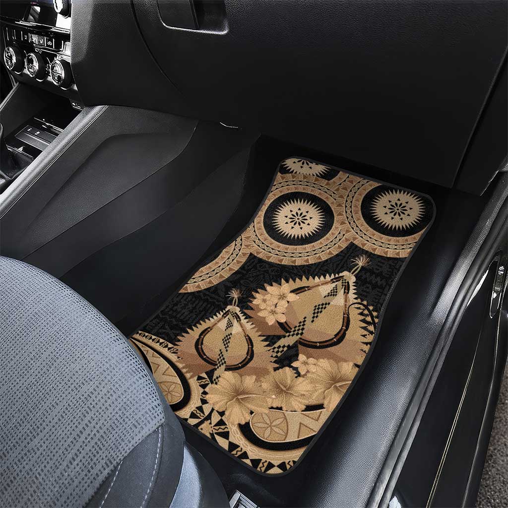 Black Bula Fiji Car Mats Fijian Dance Fan Tapa Cloth Pattern