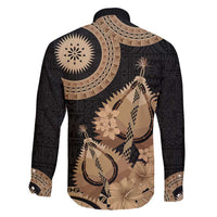 Black Bula Fiji Family Matching Off Shoulder Short Dress and Hawaiian Shirt Fijian Dance Fan Tapa Cloth Pattern