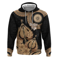 Black Bula Fiji Hoodie Fijian Dance Fan Tapa Cloth Pattern