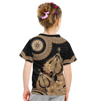 Black Bula Fiji Kid T Shirt Fijian Dance Fan Tapa Cloth Pattern