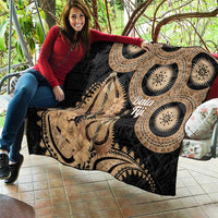 Black Bula Fiji Quilt Fijian Dance Fan Tapa Cloth Pattern