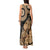 Black Bula Fiji Tank Maxi Dress Fijian Dance Fan Tapa Cloth Pattern
