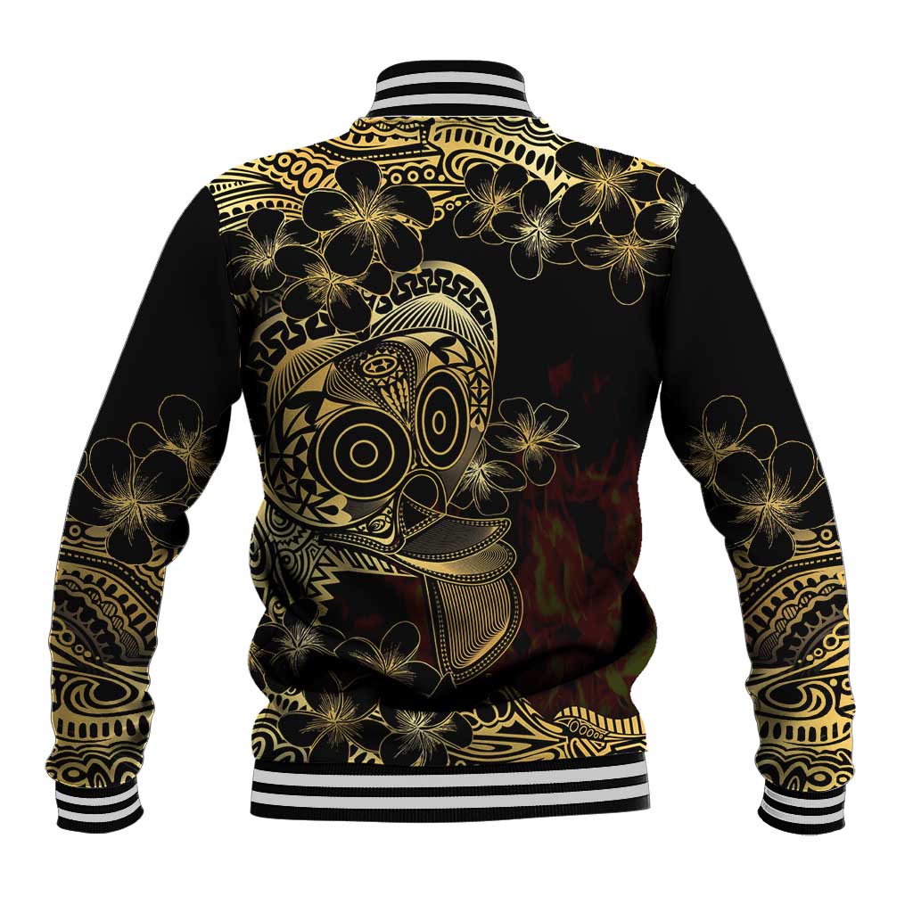 Frangipani Festival Rabaul Baseball Jacket PNG Tribal Baining Mask Tattoo LT14 - Polynesian Pride