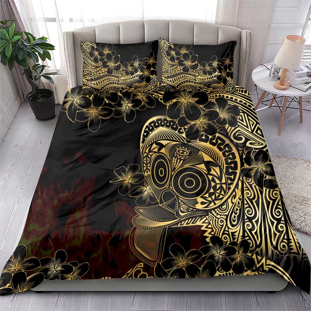 Frangipani Festival Rabaul Bedding Set PNG Tribal Baining Mask Tattoo - Polynesian Pride