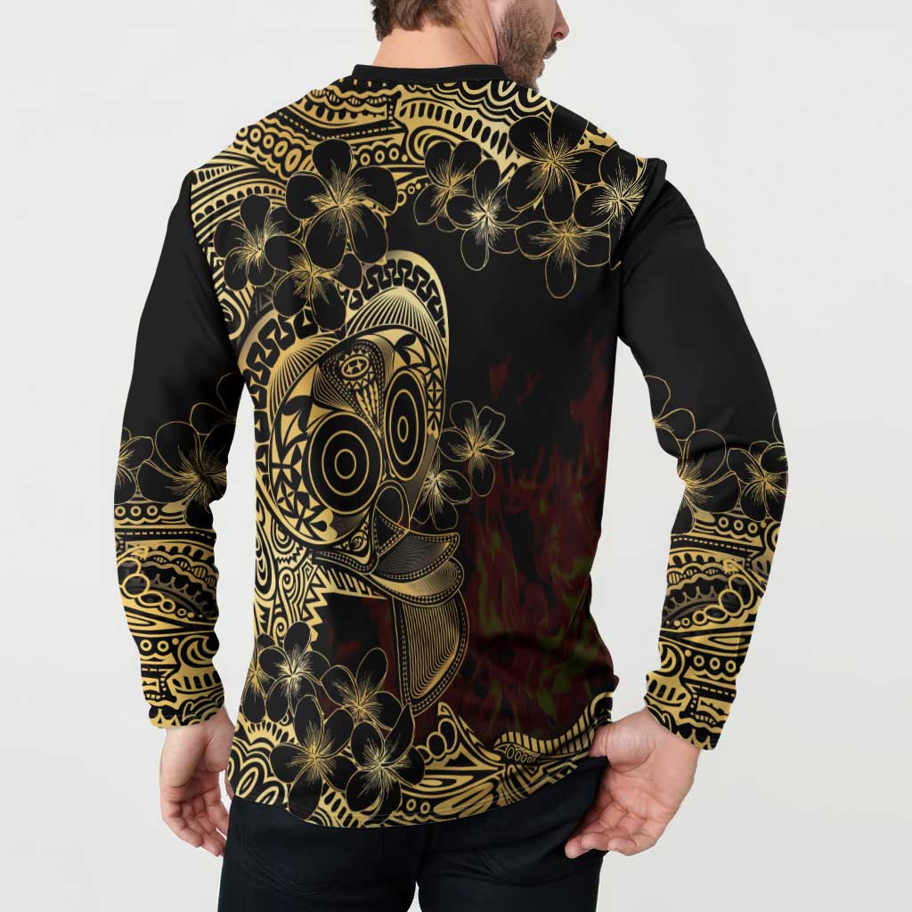 Frangipani Festival Rabaul Button Sweatshirt PNG Tribal Baining Mask Tattoo LT14 - Polynesian Pride