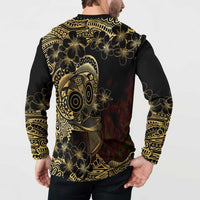 Frangipani Festival Rabaul Button Sweatshirt PNG Tribal Baining Mask Tattoo LT14 - Polynesian Pride