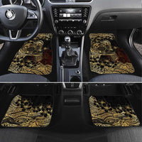 Frangipani Festival Rabaul Car Mats PNG Tribal Baining Mask Tattoo LT14 Set 4pcs Black - Polynesian Pride