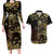 Frangipani Festival Rabaul Couples Matching Long Sleeve Bodycon Dress and Hawaiian Shirt PNG Tribal Baining Mask Tattoo - Polynesian Pride