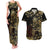 Frangipani Festival Rabaul Couples Matching Tank Maxi Dress and Hawaiian Shirt PNG Tribal Baining Mask Tattoo - Polynesian Pride