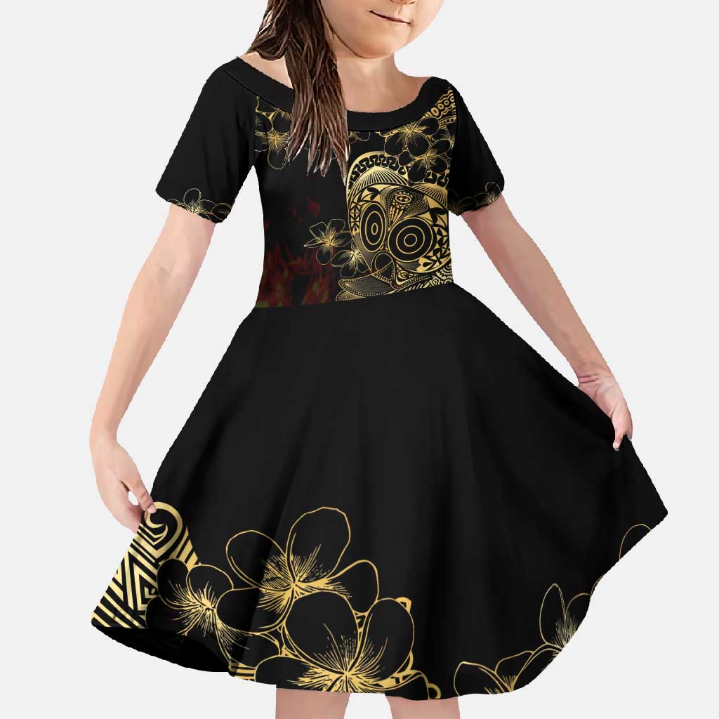 Frangipani Festival Rabaul Family Matching Mermaid Dress and Hawaiian Shirt PNG Tribal Baining Mask Tattoo - Polynesian Pride