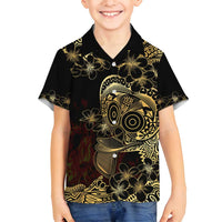 Frangipani Festival Rabaul Family Matching Off Shoulder Maxi Dress and Hawaiian Shirt PNG Tribal Baining Mask Tattoo - Polynesian Pride