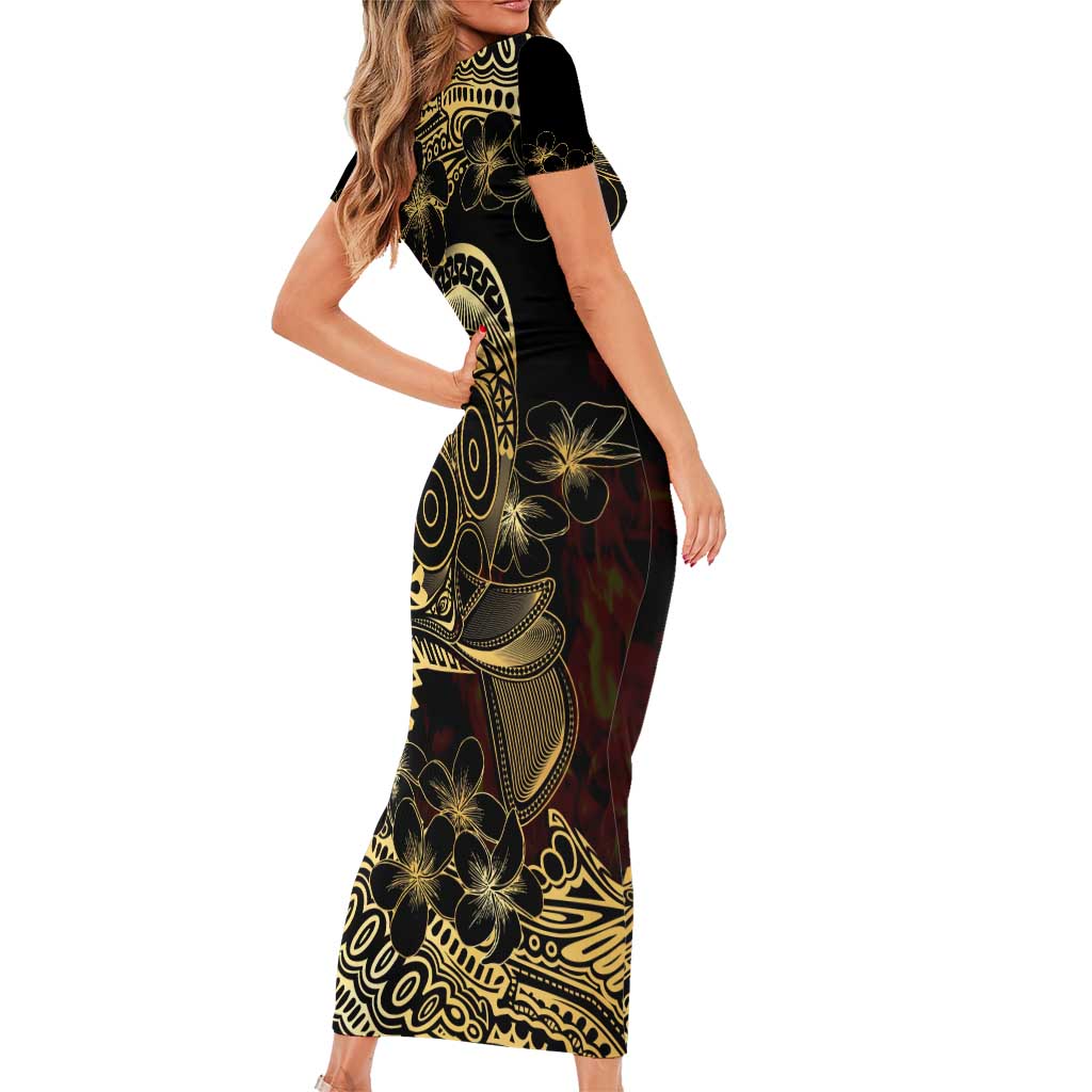 Frangipani Festival Rabaul Family Matching Short Sleeve Bodycon Dress and Hawaiian Shirt PNG Tribal Baining Mask Tattoo - Polynesian Pride