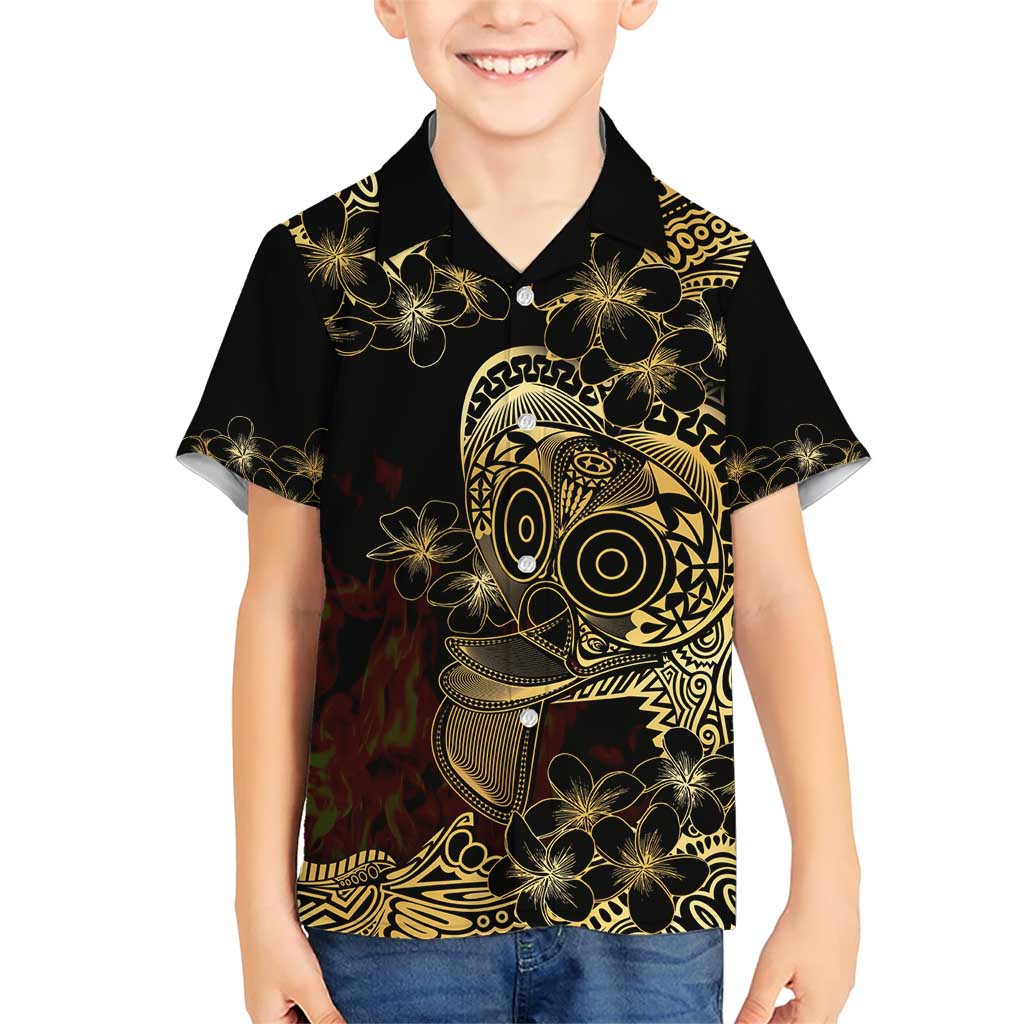 Frangipani Festival Rabaul Family Matching Short Sleeve Bodycon Dress and Hawaiian Shirt PNG Tribal Baining Mask Tattoo - Polynesian Pride