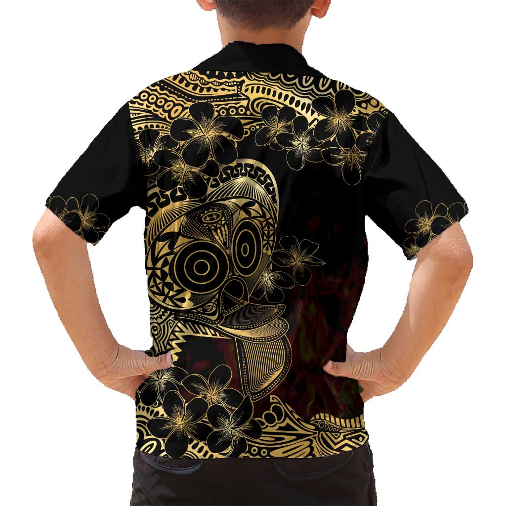Frangipani Festival Rabaul Family Matching Summer Maxi Dress and Hawaiian Shirt PNG Tribal Baining Mask Tattoo - Polynesian Pride