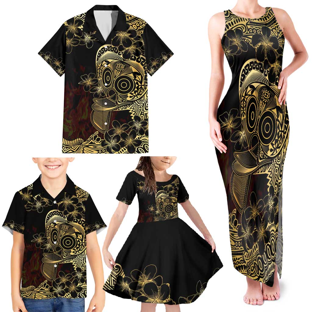 Frangipani Festival Rabaul Family Matching Tank Maxi Dress and Hawaiian Shirt PNG Tribal Baining Mask Tattoo LT14 - Polynesian Pride