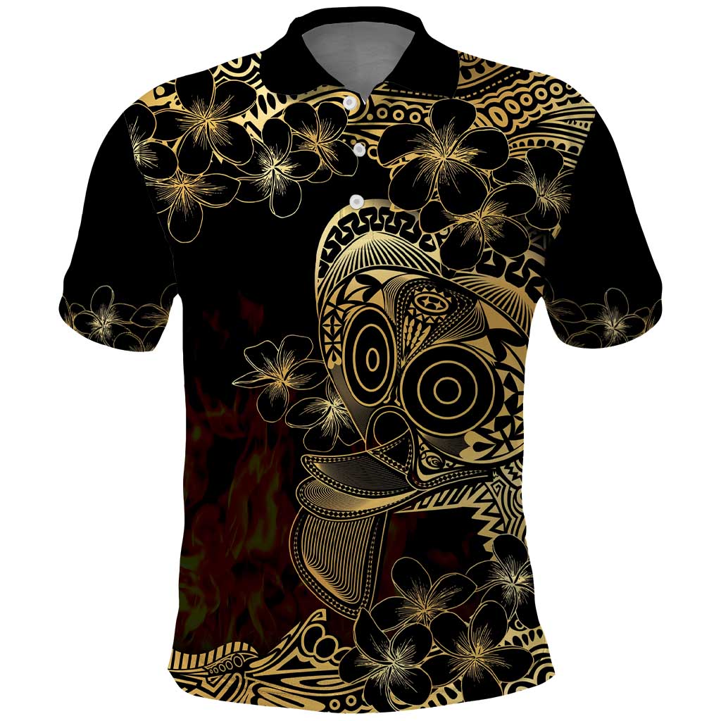 Frangipani Festival Rabaul Polo Shirt PNG Tribal Baining Mask Tattoo - Polynesian Pride