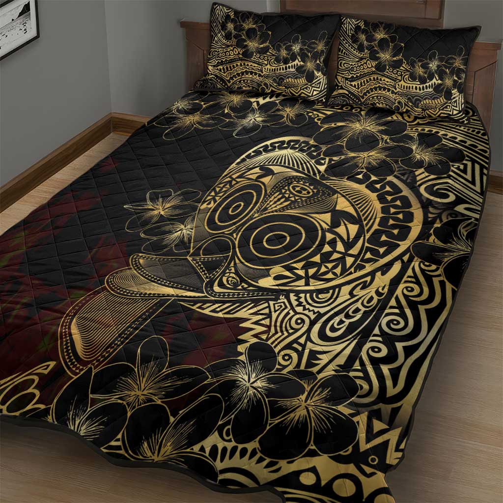 Frangipani Festival Rabaul Quilt Bed Set PNG Tribal Baining Mask Tattoo - Polynesian Pride