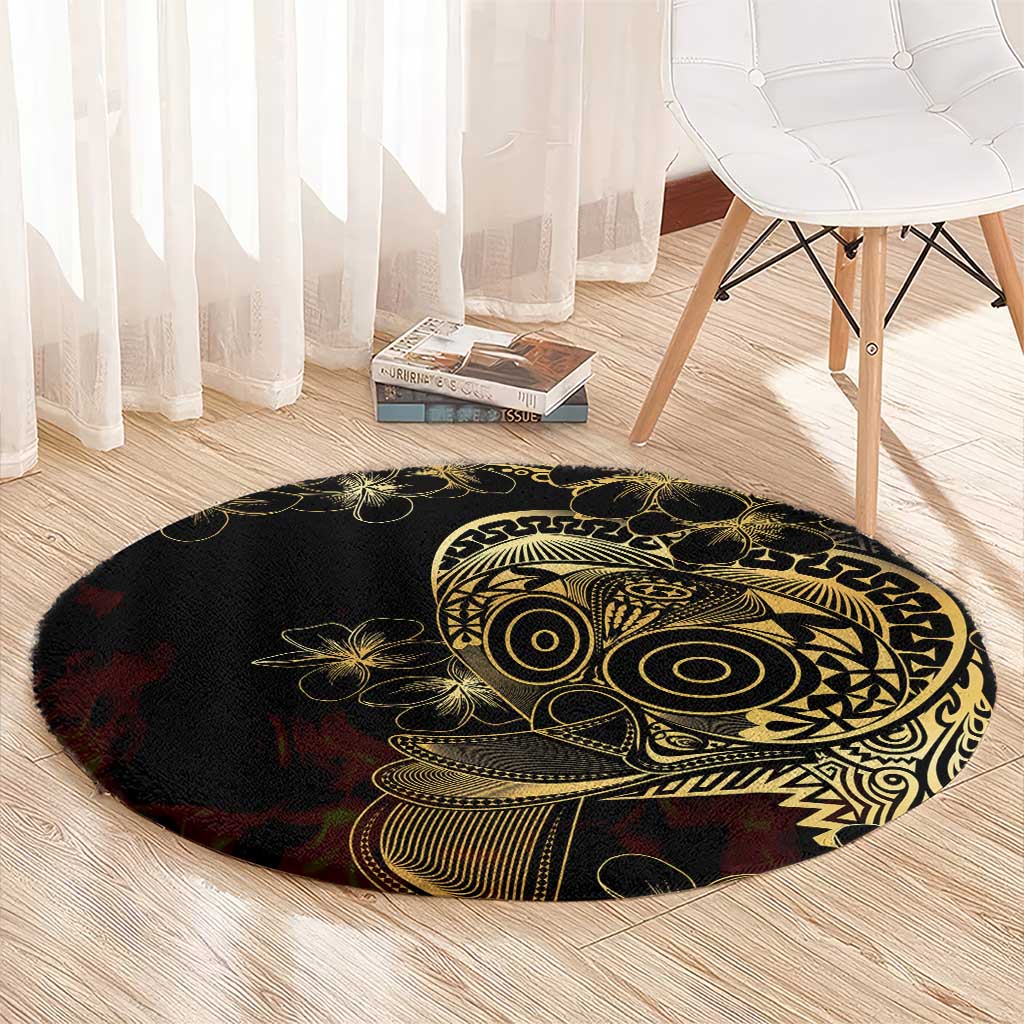 Frangipani Festival Rabaul Round Carpet PNG Tribal Baining Mask Tattoo - Polynesian Pride