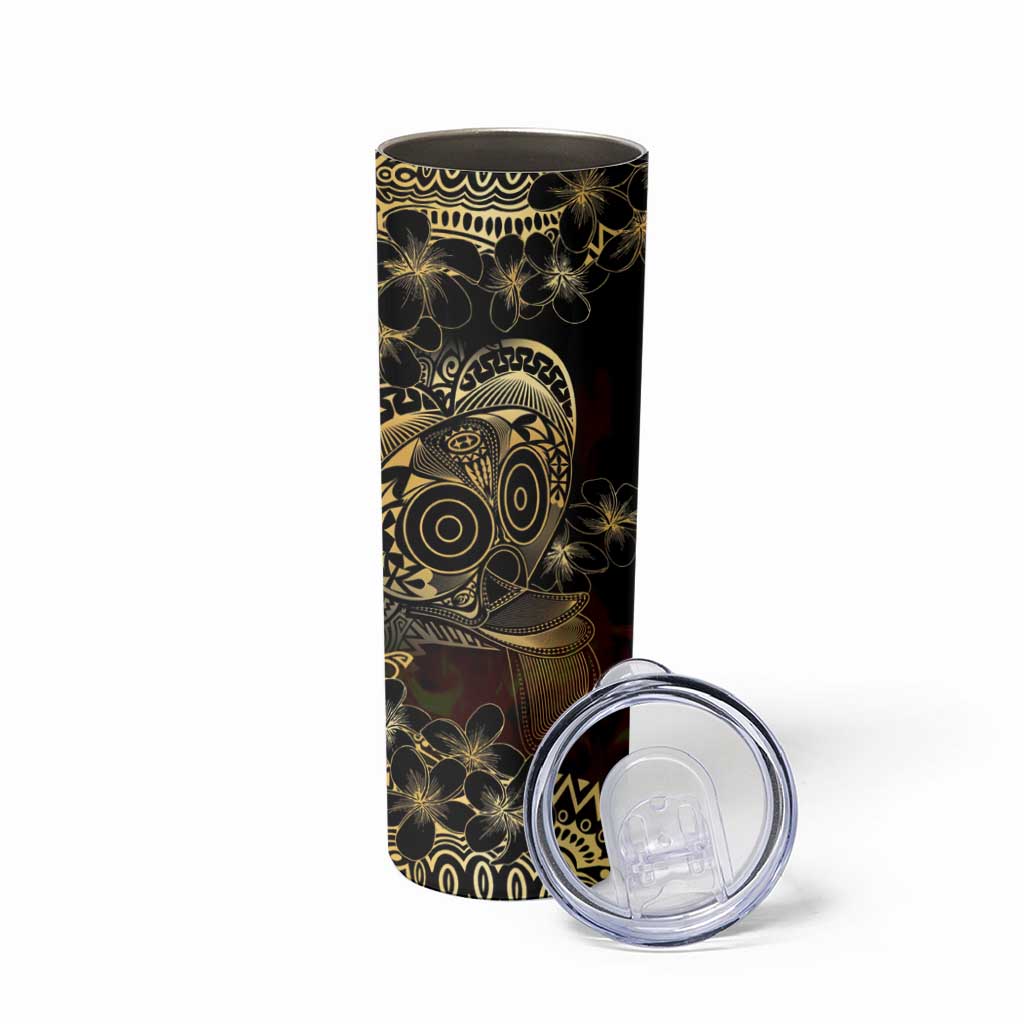 Frangipani Festival Rabaul Skinny Tumbler PNG Tribal Baining Mask Tattoo - Polynesian Pride