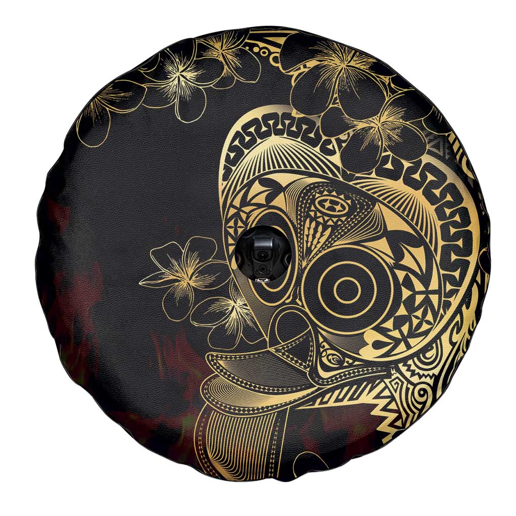Frangipani Festival Rabaul Spare Tire Cover PNG Tribal Baining Mask Tattoo - Polynesian Pride