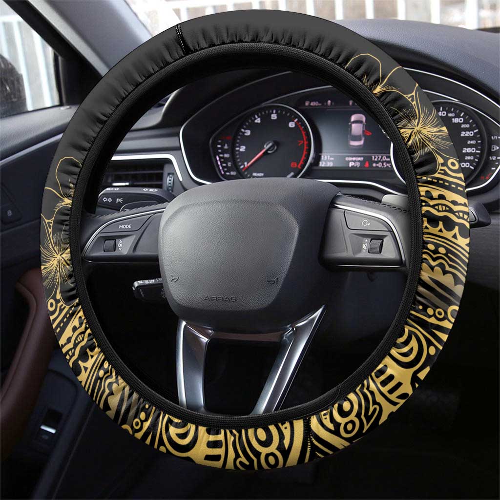 Frangipani Festival Rabaul Steering Wheel Cover PNG Tribal Baining Mask Tattoo LT14 - Polynesian Pride