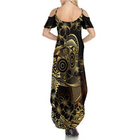 Frangipani Festival Rabaul Summer Maxi Dress PNG Tribal Baining Mask Tattoo - Polynesian Pride