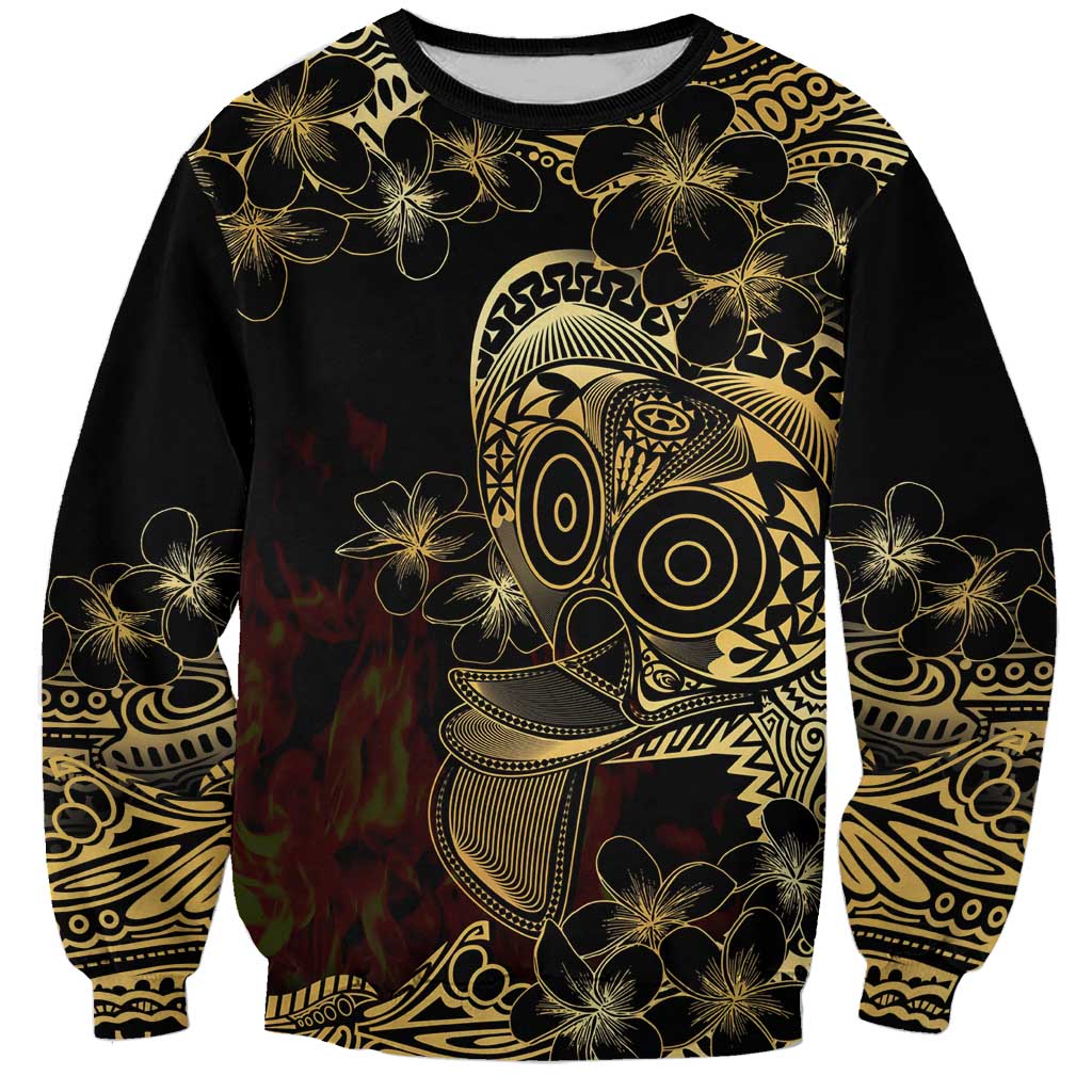 Frangipani Festival Rabaul Sweatshirt PNG Tribal Baining Mask Tattoo LT14 Unisex Black - Polynesian Pride