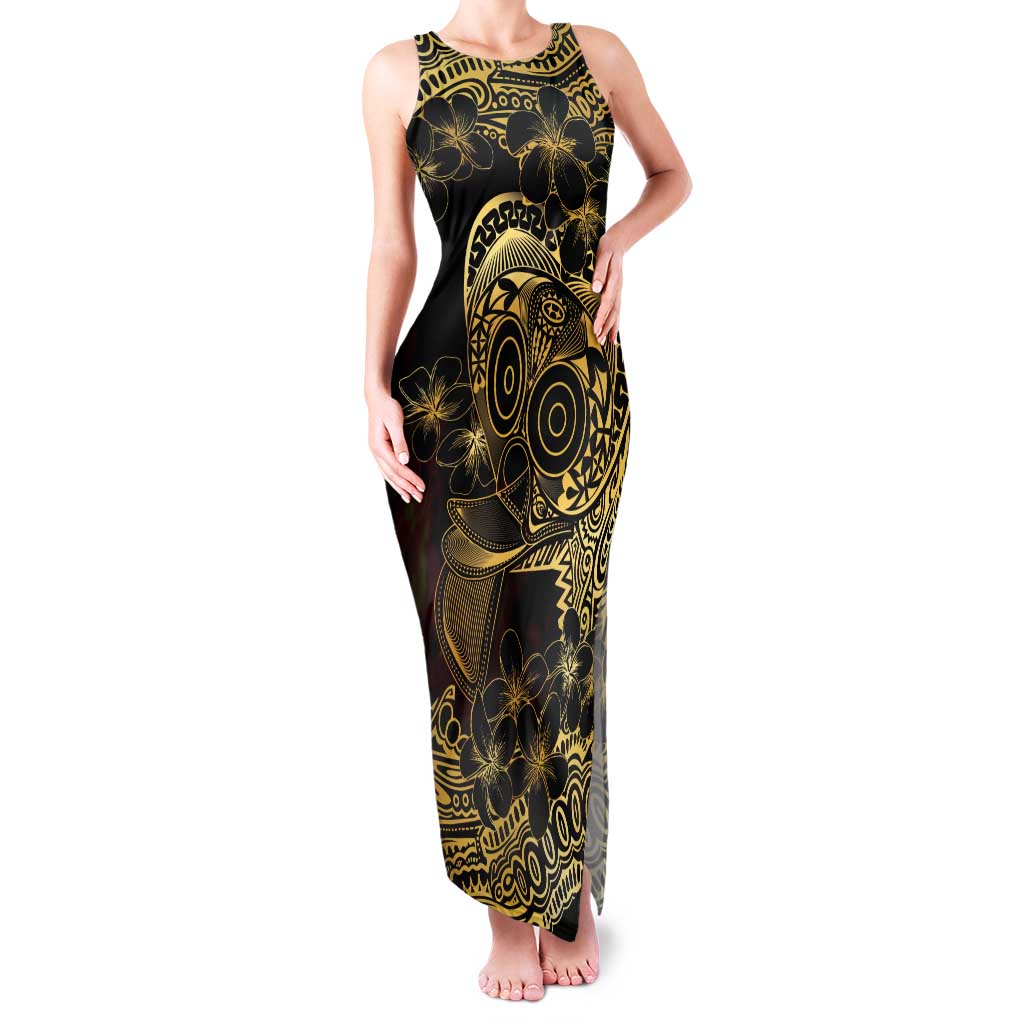 Frangipani Festival Rabaul Tank Maxi Dress PNG Tribal Baining Mask Tattoo - Polynesian Pride