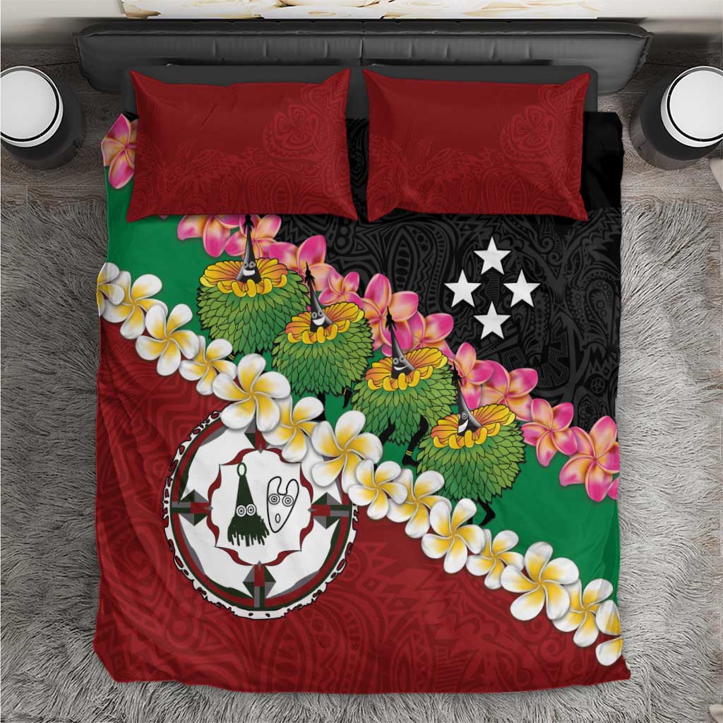 Frangipani Festival Rabaul East New Britain Bedding Set Dukduk Dance With Plumeria - Polynesian Pride