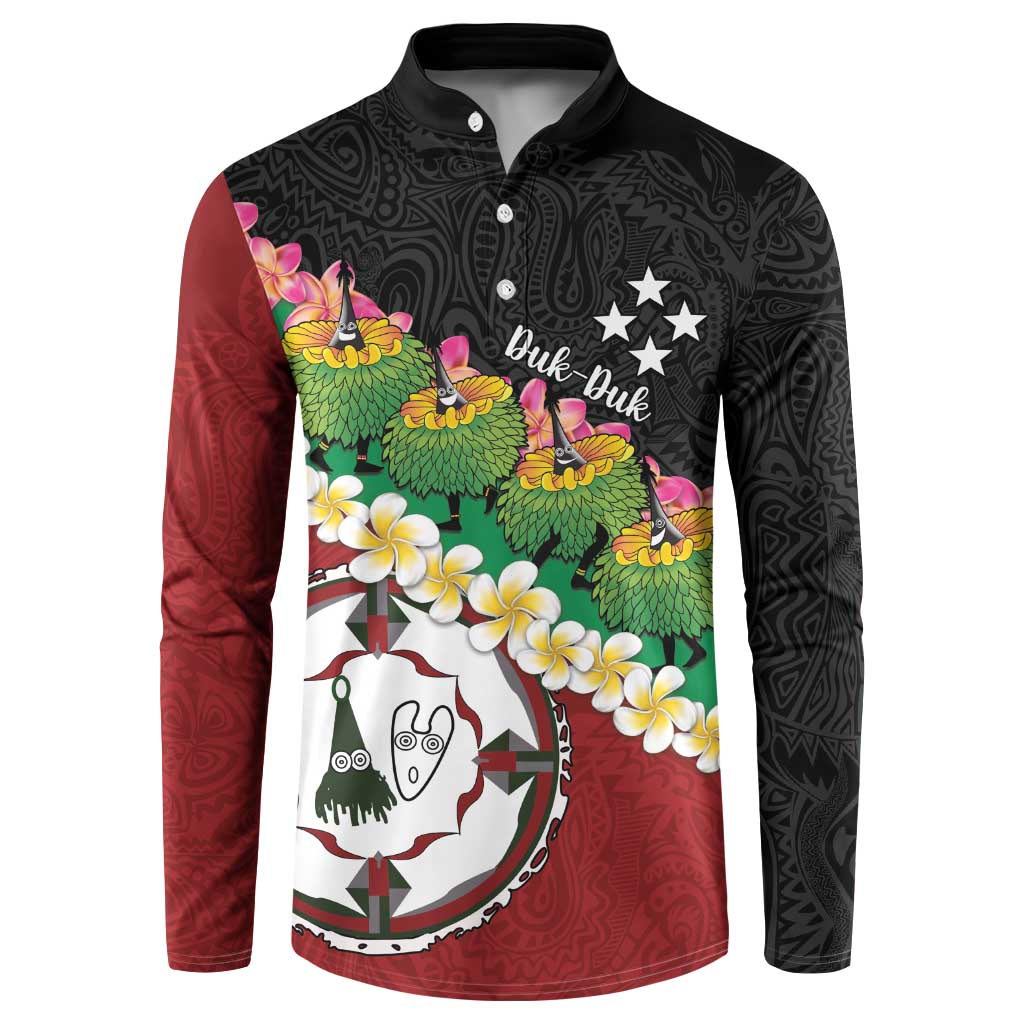 Frangipani Festival Rabaul East New Britain Button Sweatshirt Dukduk Dance With Plumeria LT14 Red - Polynesian Pride