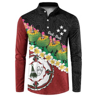 Frangipani Festival Rabaul East New Britain Button Sweatshirt Dukduk Dance With Plumeria LT14 Red - Polynesian Pride