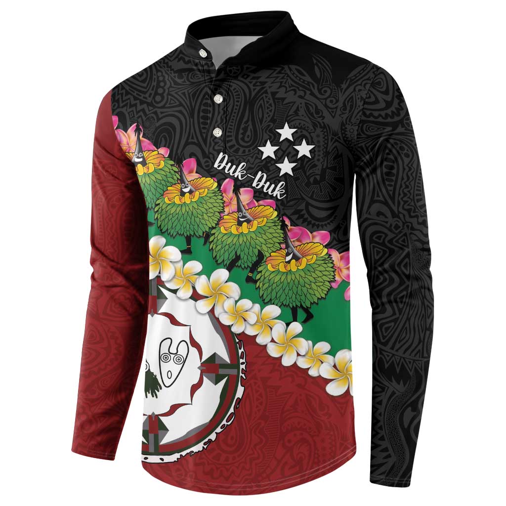 Frangipani Festival Rabaul East New Britain Button Sweatshirt Dukduk Dance With Plumeria LT14 - Polynesian Pride