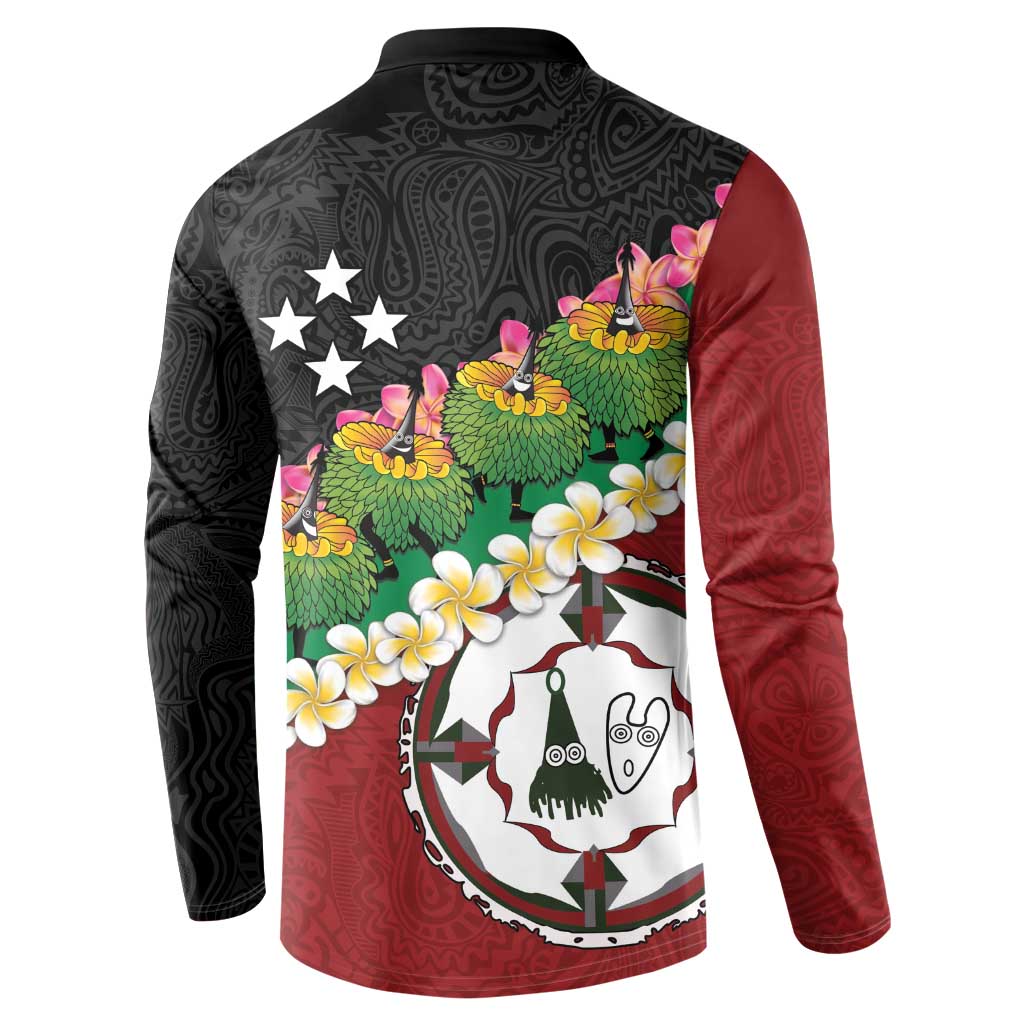 Frangipani Festival Rabaul East New Britain Button Sweatshirt Dukduk Dance With Plumeria LT14 - Polynesian Pride