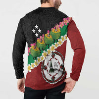 Frangipani Festival Rabaul East New Britain Button Sweatshirt Dukduk Dance With Plumeria LT14 - Polynesian Pride