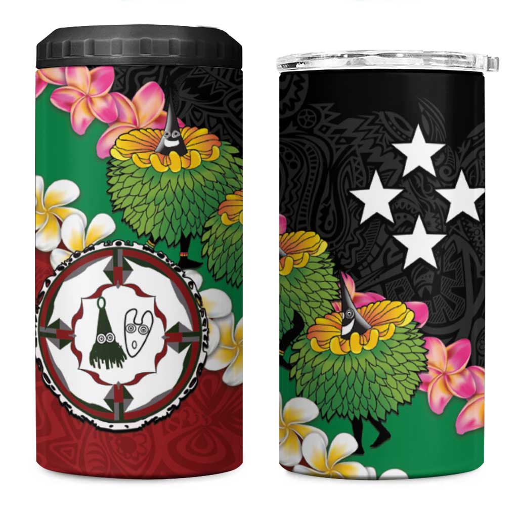 Frangipani Festival Rabaul East New Britain 4 in 1 Can Cooler Tumbler Dukduk Dance With Plumeria LT14 One Size: 16 oz Red - Polynesian Pride