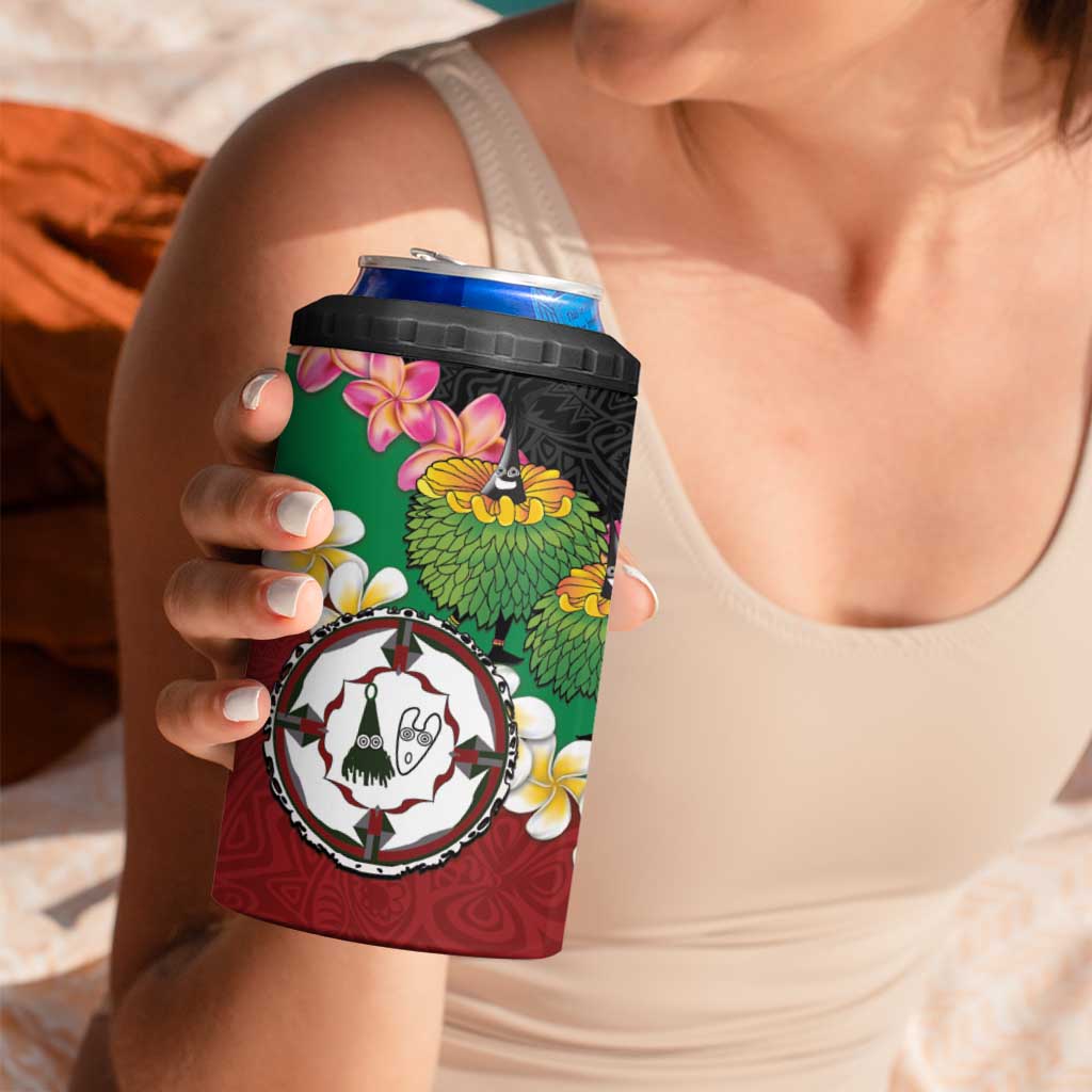 Frangipani Festival Rabaul East New Britain 4 in 1 Can Cooler Tumbler Dukduk Dance With Plumeria - Polynesian Pride