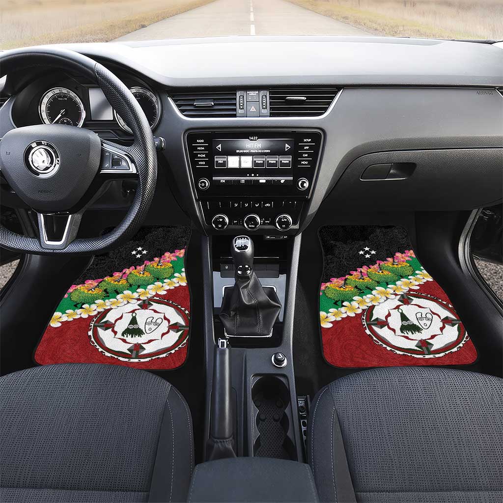 Frangipani Festival Rabaul East New Britain Car Mats Dukduk Dance With Plumeria - Polynesian Pride