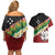 Frangipani Festival Rabaul East New Britain Couples Matching Off Shoulder Short Dress and Hawaiian Shirt Dukduk Dance With Plumeria - Polynesian Pride