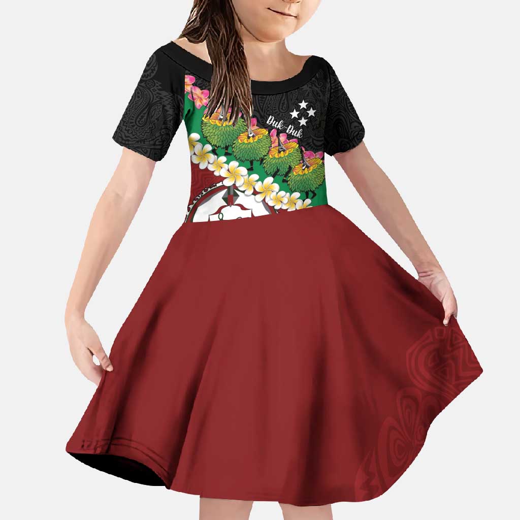 Frangipani Festival Rabaul East New Britain Family Matching Off Shoulder Maxi Dress and Hawaiian Shirt Dukduk Dance With Plumeria - Polynesian Pride