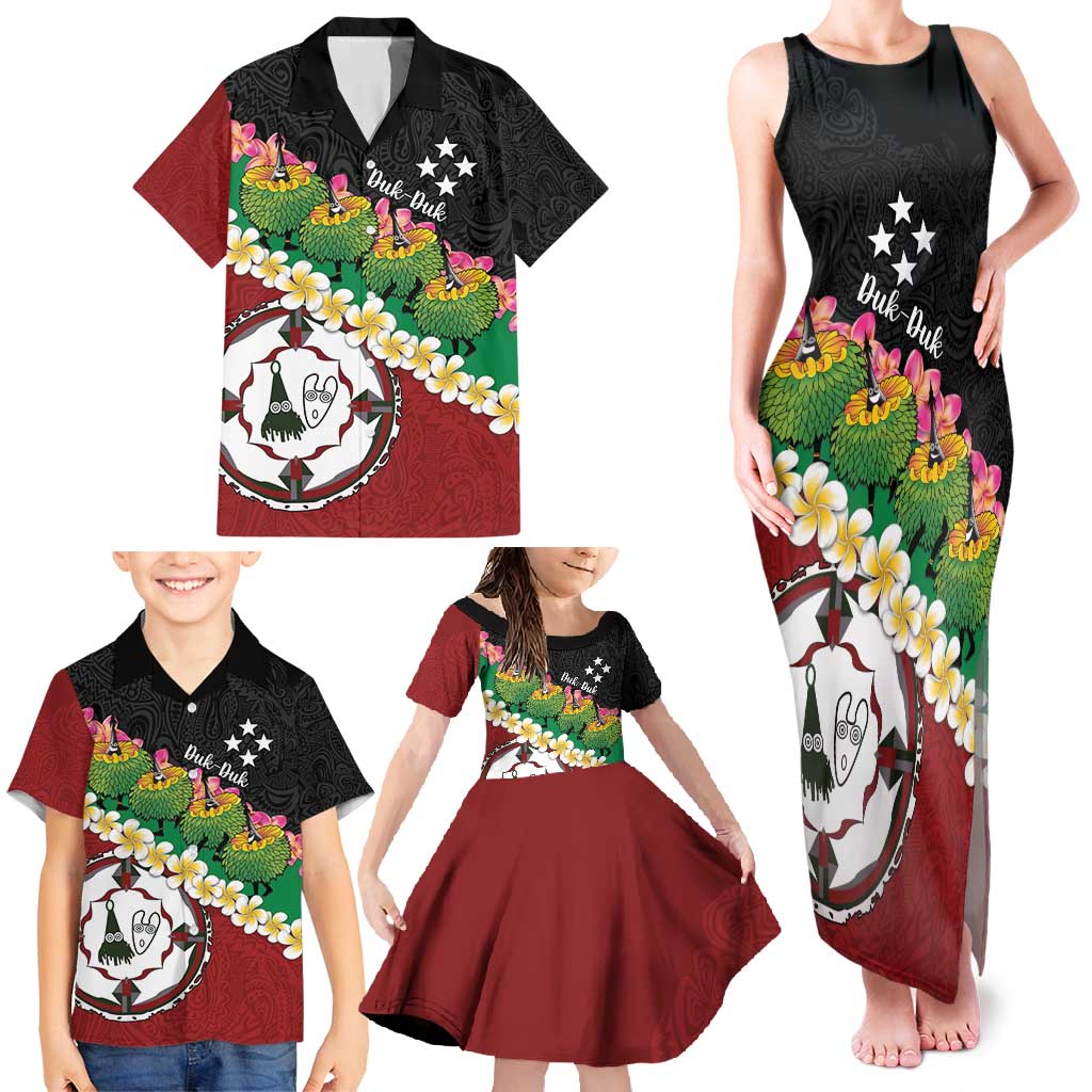 Frangipani Festival Rabaul East New Britain Family Matching Tank Maxi Dress and Hawaiian Shirt Dukduk Dance With Plumeria LT14 - Polynesian Pride