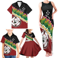 Frangipani Festival Rabaul East New Britain Family Matching Tank Maxi Dress and Hawaiian Shirt Dukduk Dance With Plumeria - Polynesian Pride