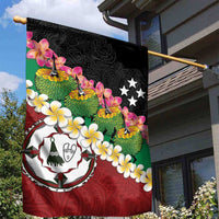 Frangipani Festival Rabaul East New Britain Garden Flag Dukduk Dance With Plumeria - Polynesian Pride