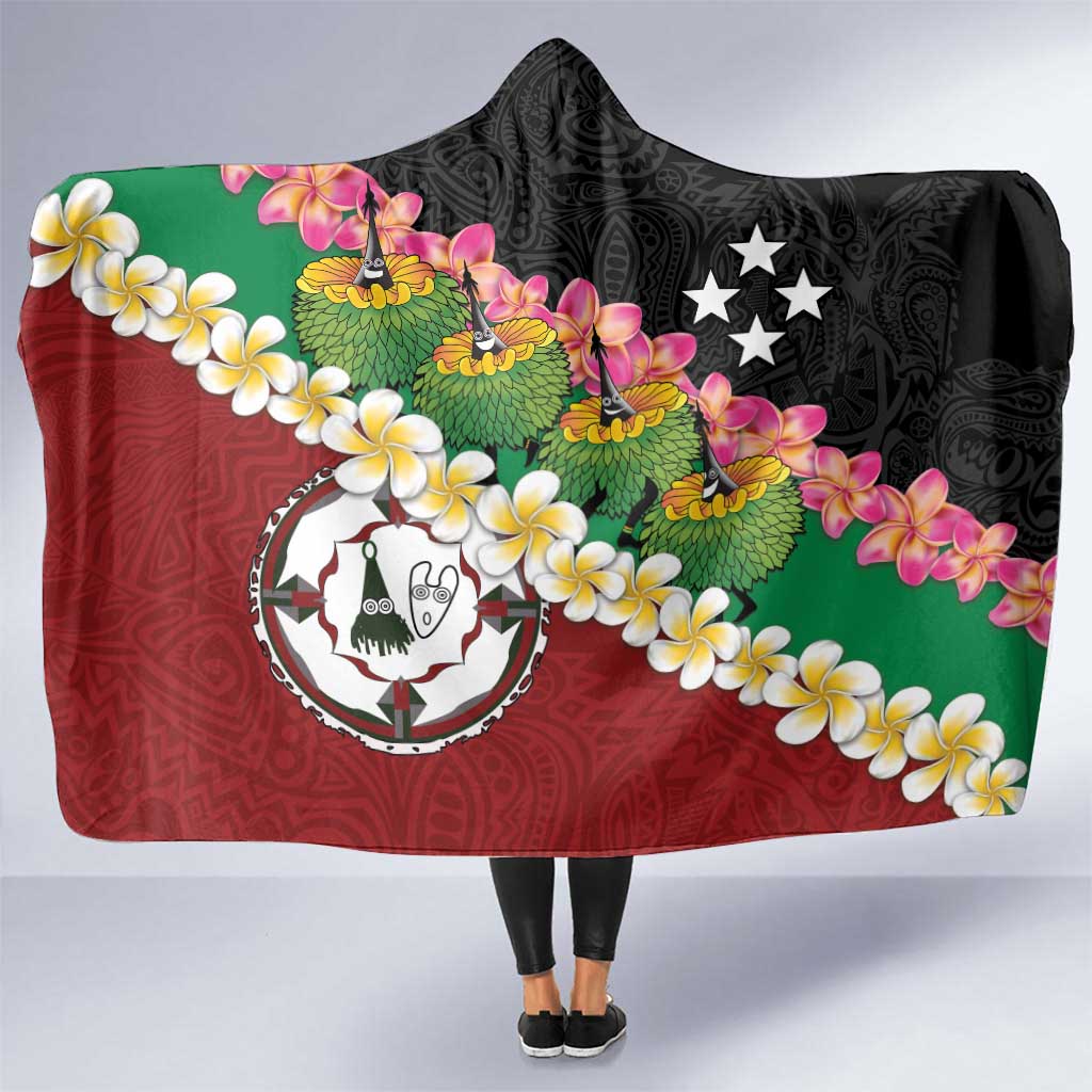 Frangipani Festival Rabaul East New Britain Hooded Blanket Dukduk Dance With Plumeria - Polynesian Pride