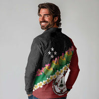 Frangipani Festival Rabaul East New Britain Long Sleeve Polo Shirt Dukduk Dance With Plumeria - Polynesian Pride